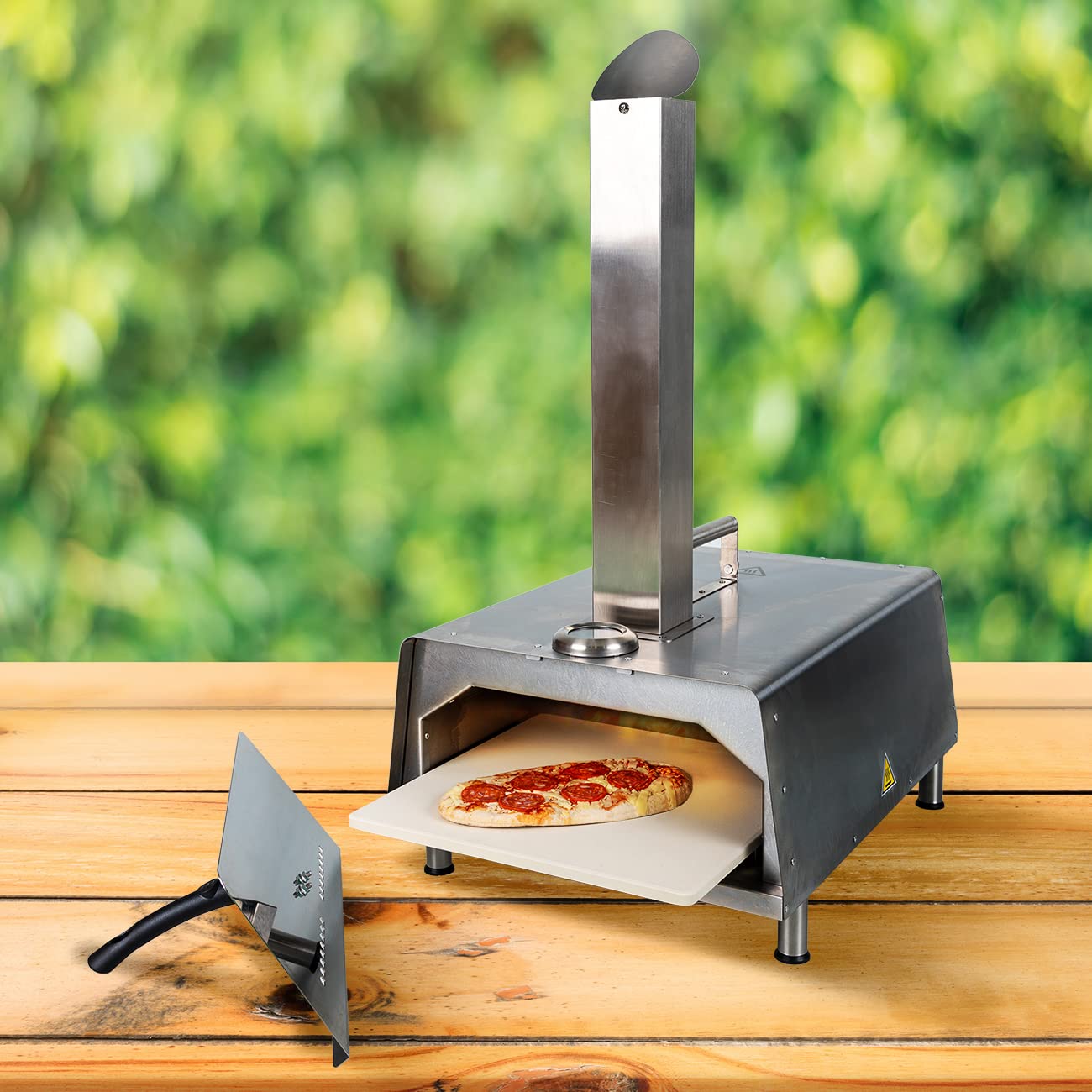 Pizza Oven Charcoal Grilling Machine with Stainless Steel Body and Handle for Superfast BBQ Cooking Outdoor Garden Street Party Suckling Pig Grill Barbeque