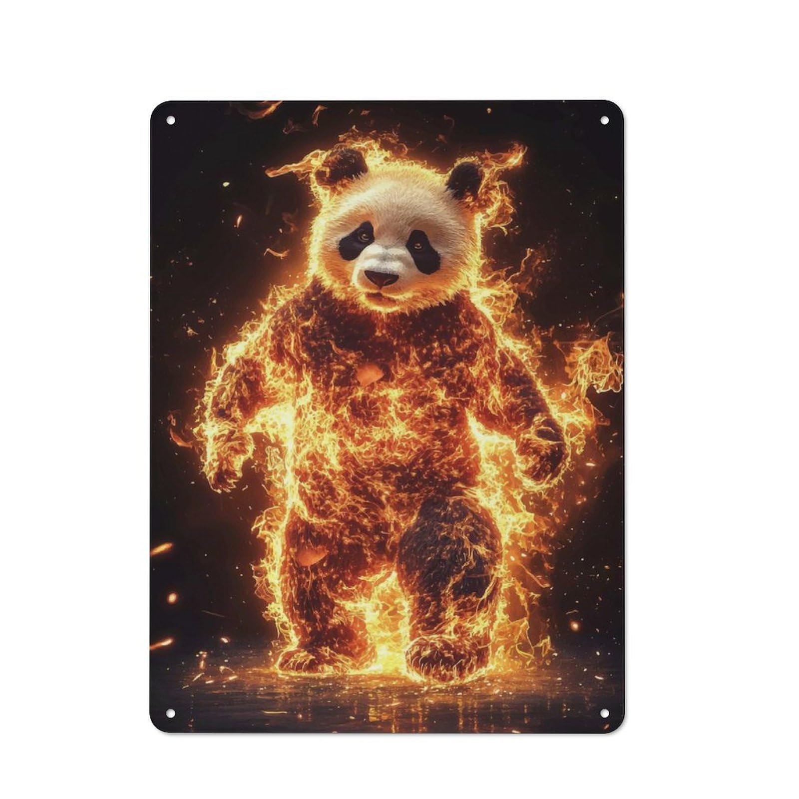 Junmoney Style-20 Fiery Panda Rustic Metal Plaque 40X30cm For Garage Or Workshop, For Kitchen, Dining Room And Home Bar Wall Decor