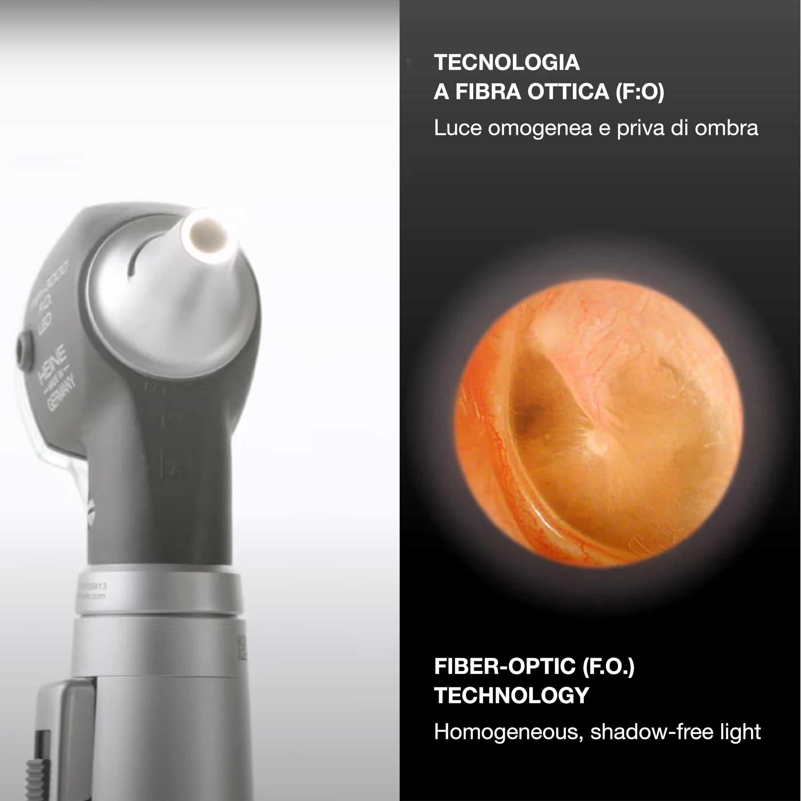 Heine Gima - mini 3000 LED F.O. Otoscopio - Negro