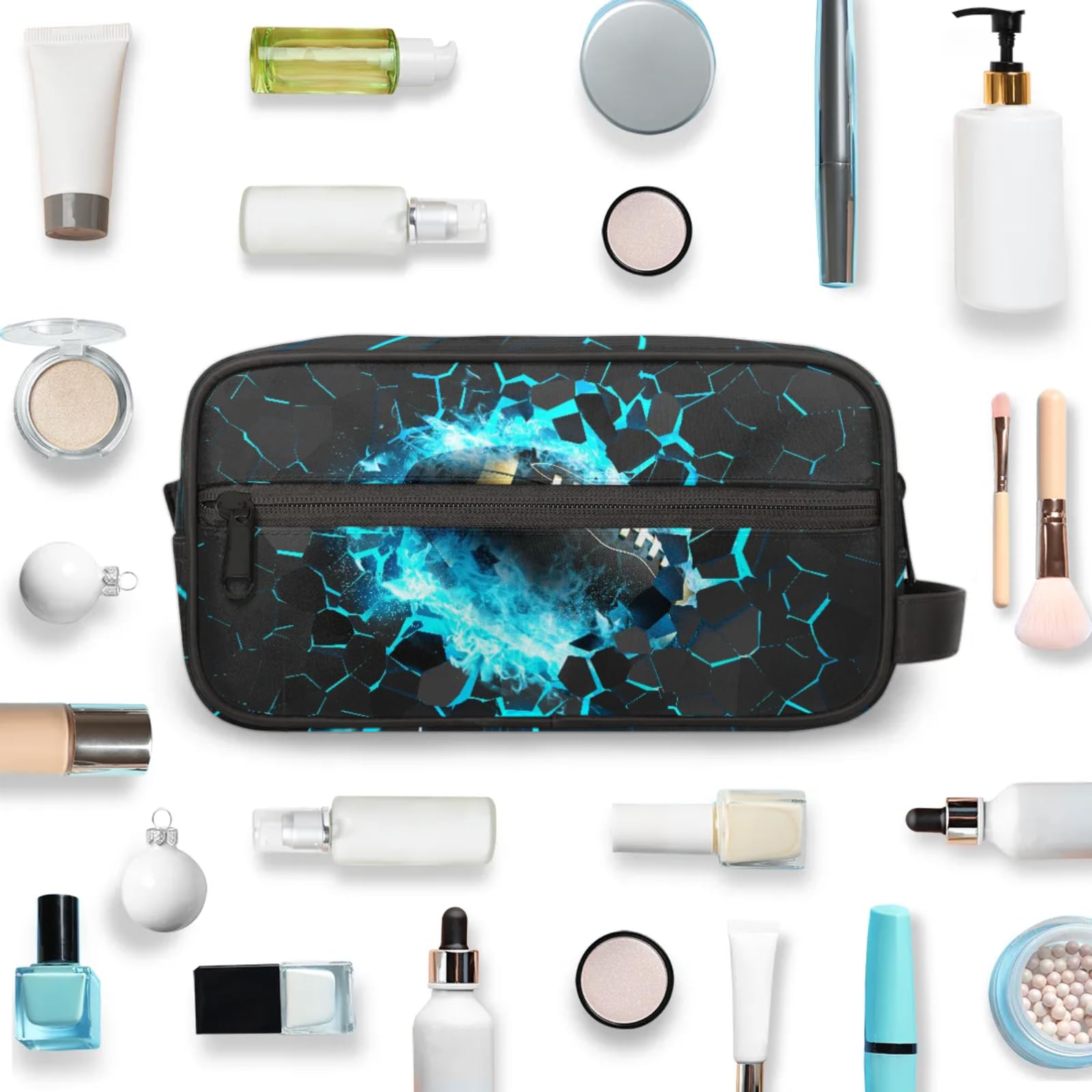 Neceser infantil para niños, impermeable, para colgar artículos de tocador para niñas, kit de maquillaje de afeitado, organizador de accesorios de viaje (fútbol 3D)