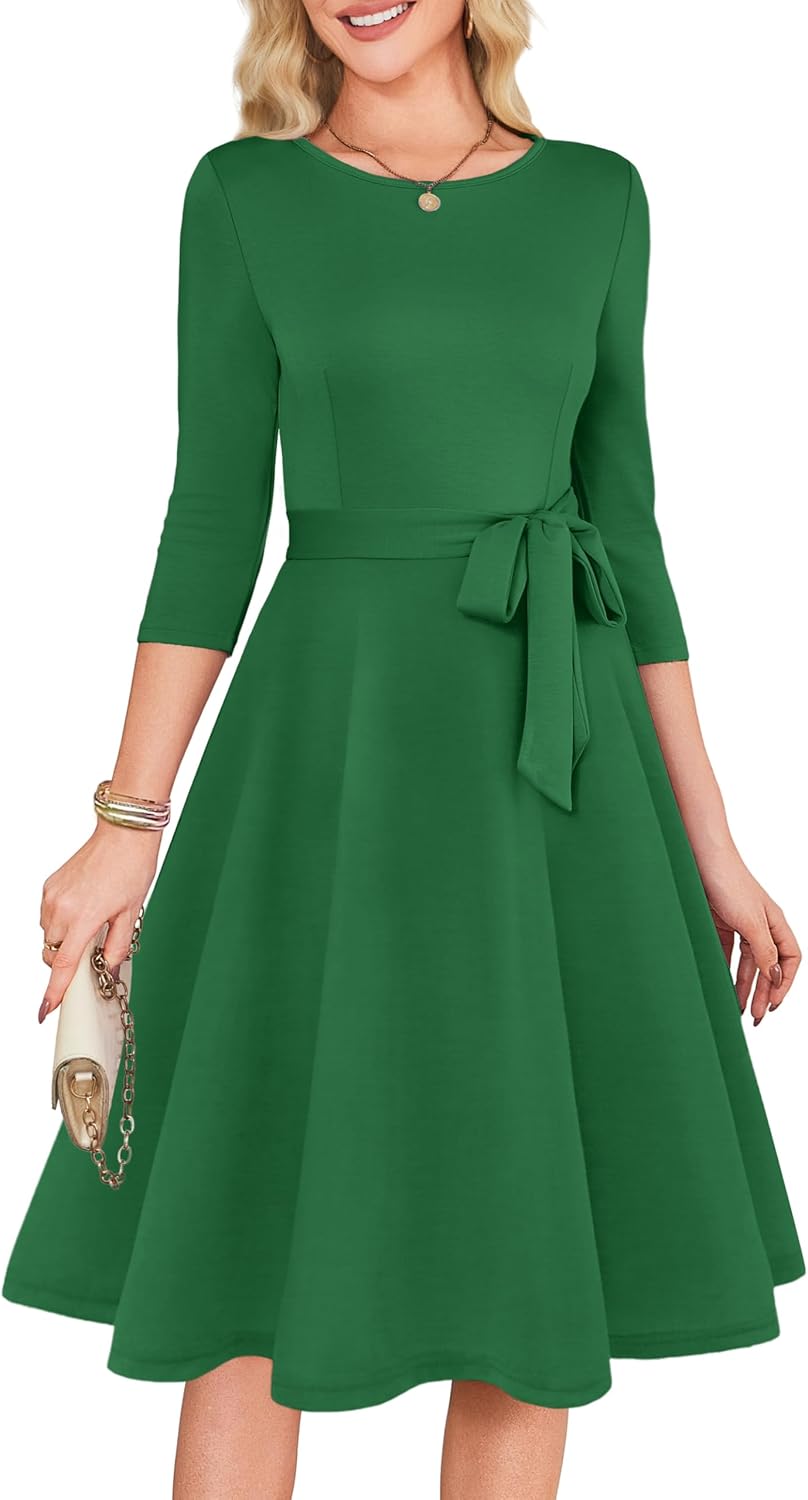 RUMIA Women's Cocktail Dresses 3/4 Sleeve Vintage Wedding Guest Dress (XS-3XL)