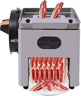 LYNICESHOP Electric Meat Cutter, 2.5mm Vegetable & 3.5mm Meat Slicer, Automatic Cube Strip Meat Cutting Machine 200kg/h