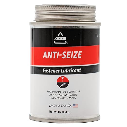 AGS Automotive Solutions Brush Top Can Thread-Magic Anti-Seize Lubricant for Bolts and Screws, 4 oz, High Temperature, Automotive, Home, Shop Lubricant