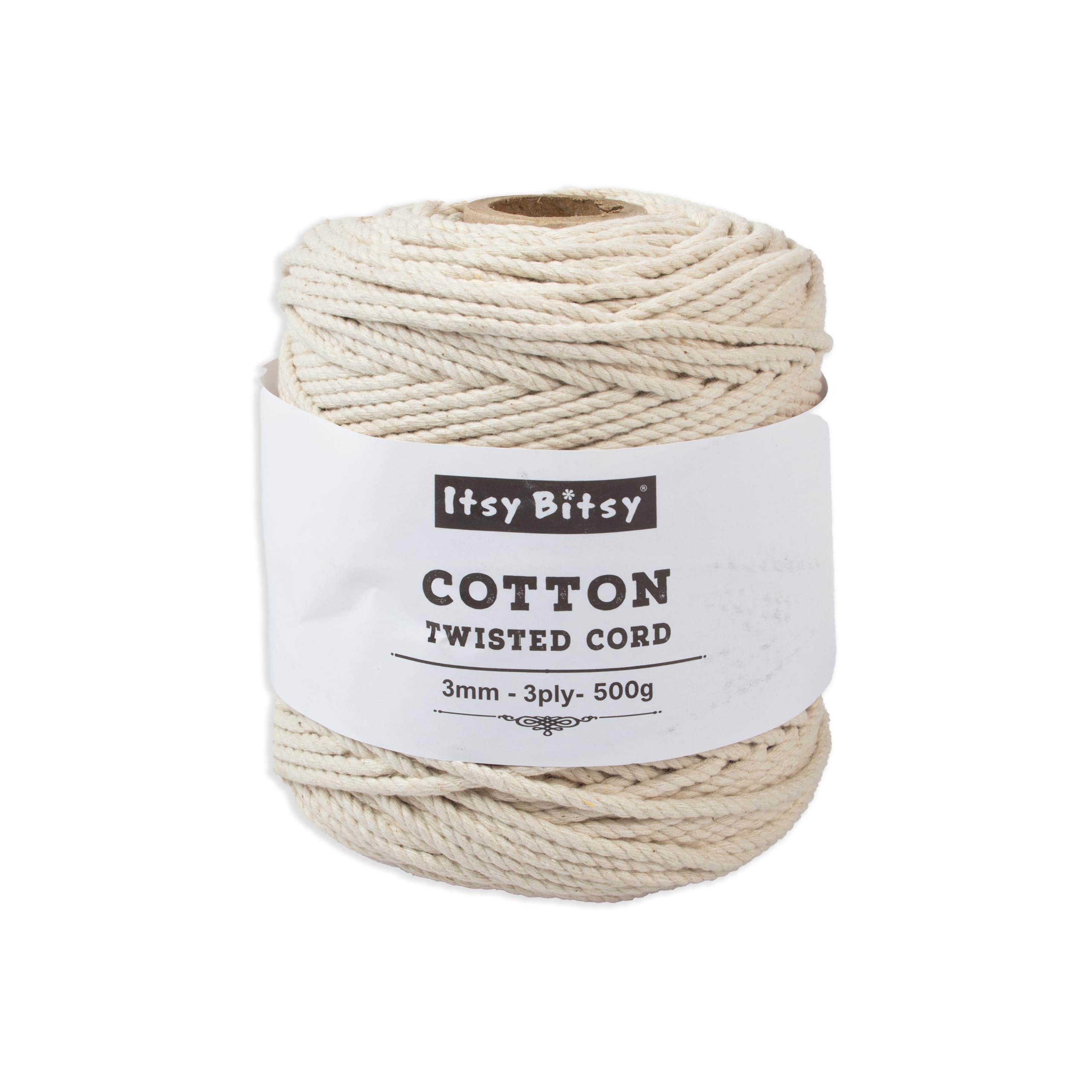 Itsy Bitsy Cotton Twisted Cord Off White, 3mm 3 Ply, 500g Roll, Soft Cotton Macrame Rope for Wall Hangings, Plant Hangers, Crochet, Knitting, DIY Craft Projects, Home Decor-image-49