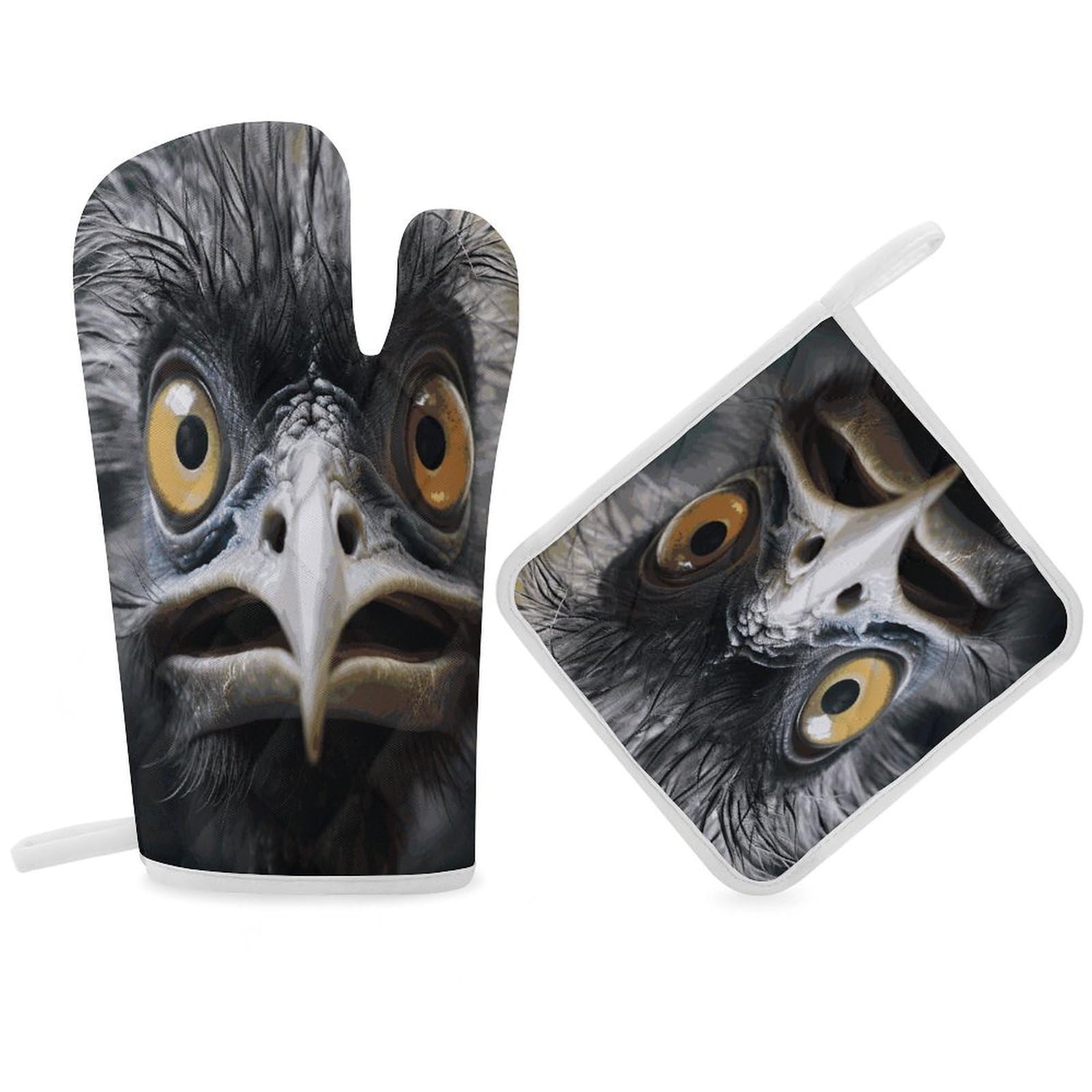Fodpand Women's Style Emu Oven Mitts And Pot Holders Sets,Oven Gloves For Kitchen Oven Mitts And Potholders For Baking Cooking Grilling Apartment Essentials