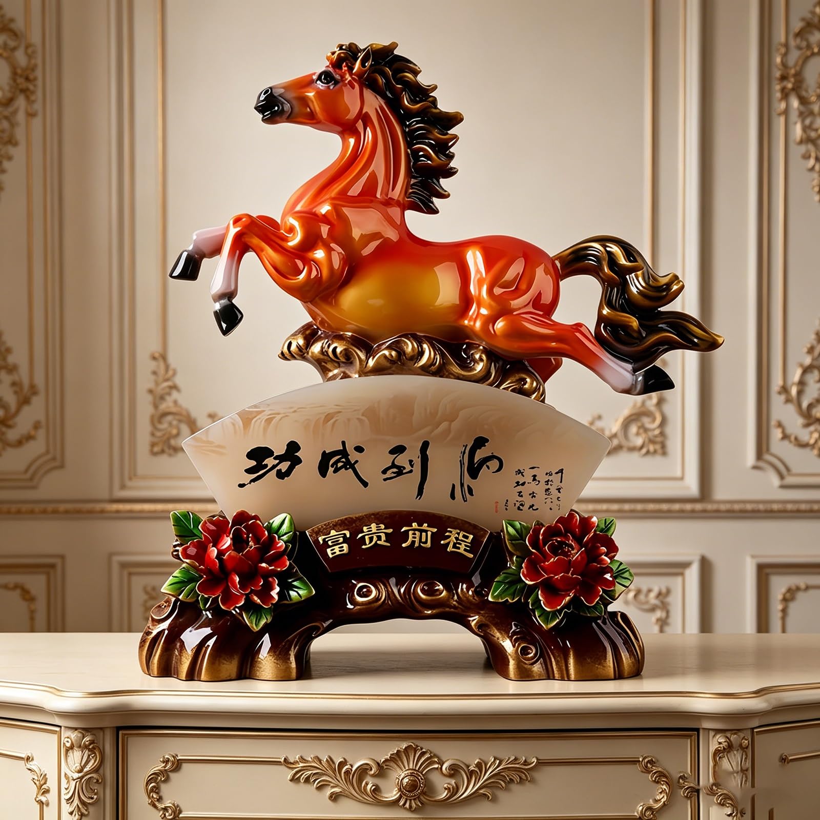 Statuetta di cavallo Feng Shui, statua in stile cinese per Capodanno lunare 2026, ideale per la decorazione della casa o dell'ufficio, ottimo regalo per nuovi inizi
