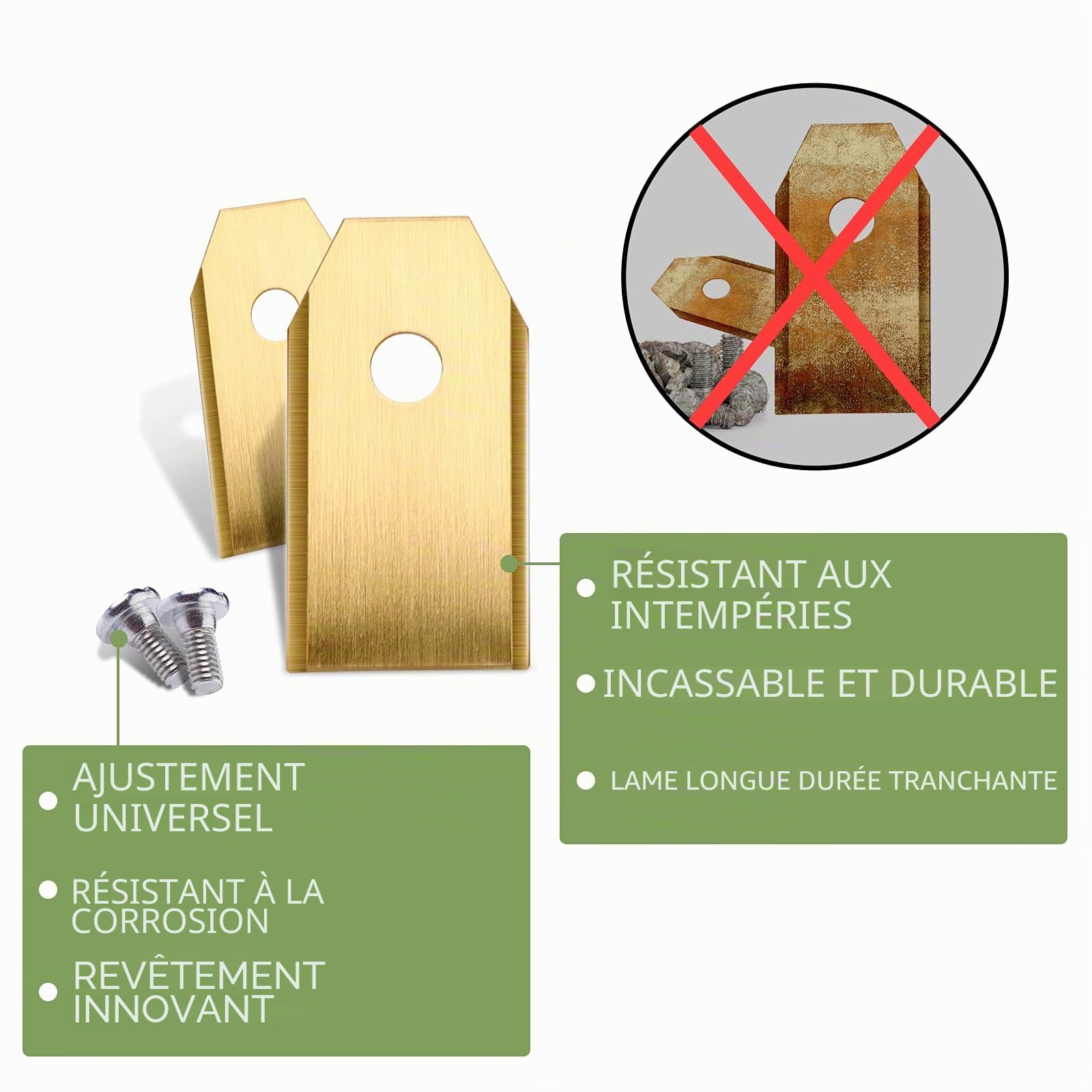 45 Lames de rechange pour Husqvarna Automower/Gardena/Yardforce robot tondeuse, Lames de Couteau en Titane - Lames de Robot tondeuse(3 g - 0,75 mm)-Accessoire de rechange - Avec vis | Lames de rechange 3g/0,75mm avec vis – compatibles avec Automower, Gard
