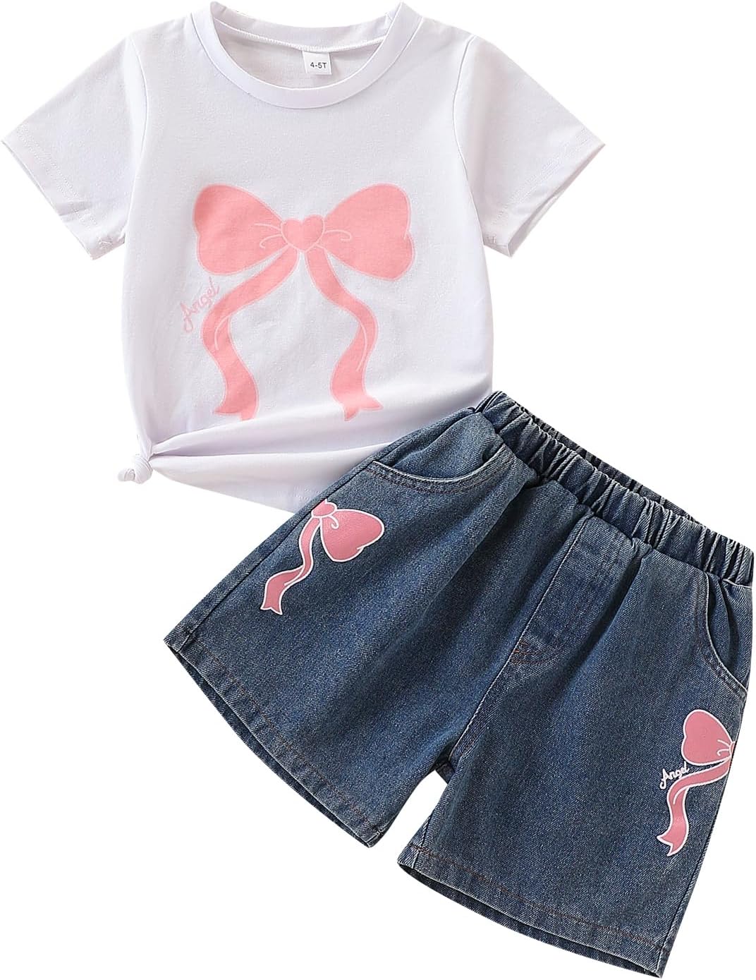 Kids Toddler Girls Summer Clothes Leopard Butterfly Print T-Shirt + Belted Denim Jeans Shorts 3PCS Outfits
