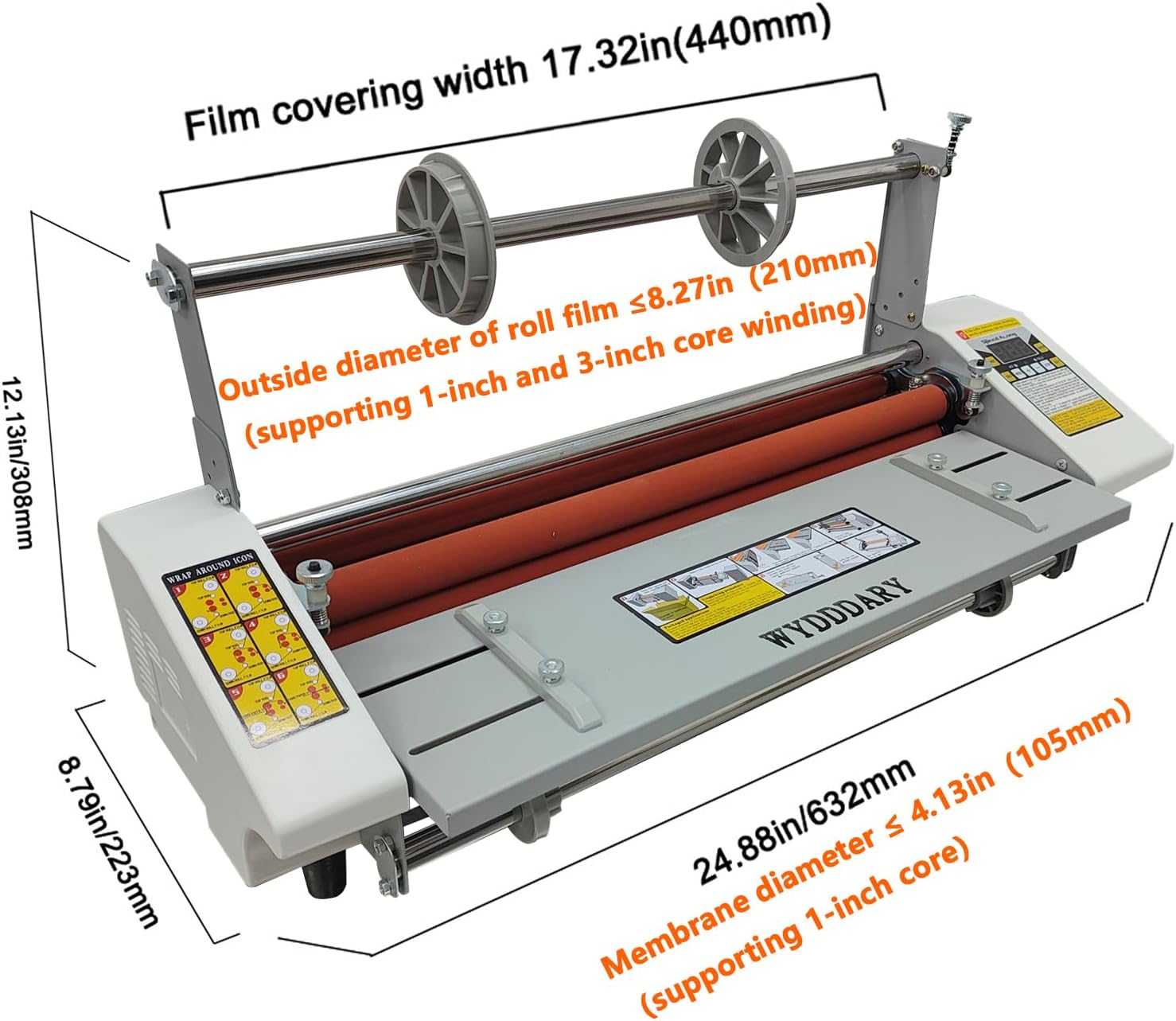 17.3Inch A2+ High Speed Hot Cold Roll Laminator Single and Dual Sided Laminating Machine with Digital Display Speed Adjustable Temperature 0-180℃ Adjusted 110V 600W