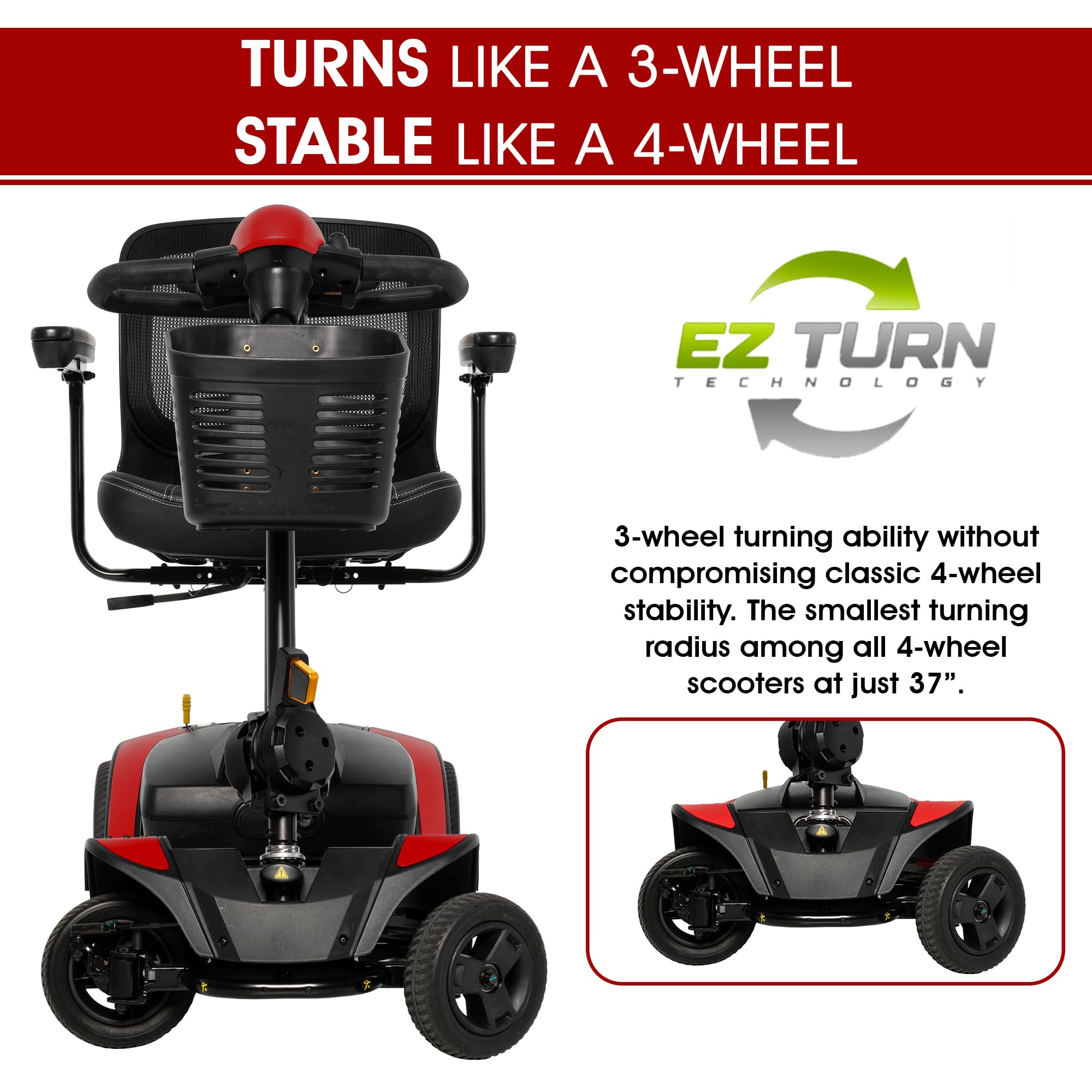 Pride Go Go Elite Traveller 2 Platinum - Patinete de movilidad + accesorios, fabricado en Estados Unidos, nueva tecnología EZ Turn Tech, capacidad de 300 libras, 4.23 MPH, rango de 13.8 millas