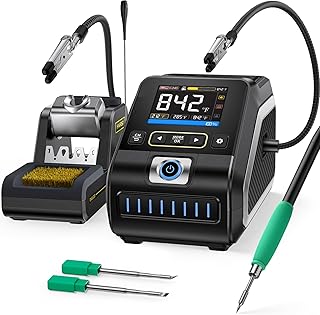 FNIRSI DWS-200 200W 210 Precision Digital Soldering Station Kit with 3 F210 Soldering Iron Tips and 2 Helping Hands, Temp ...