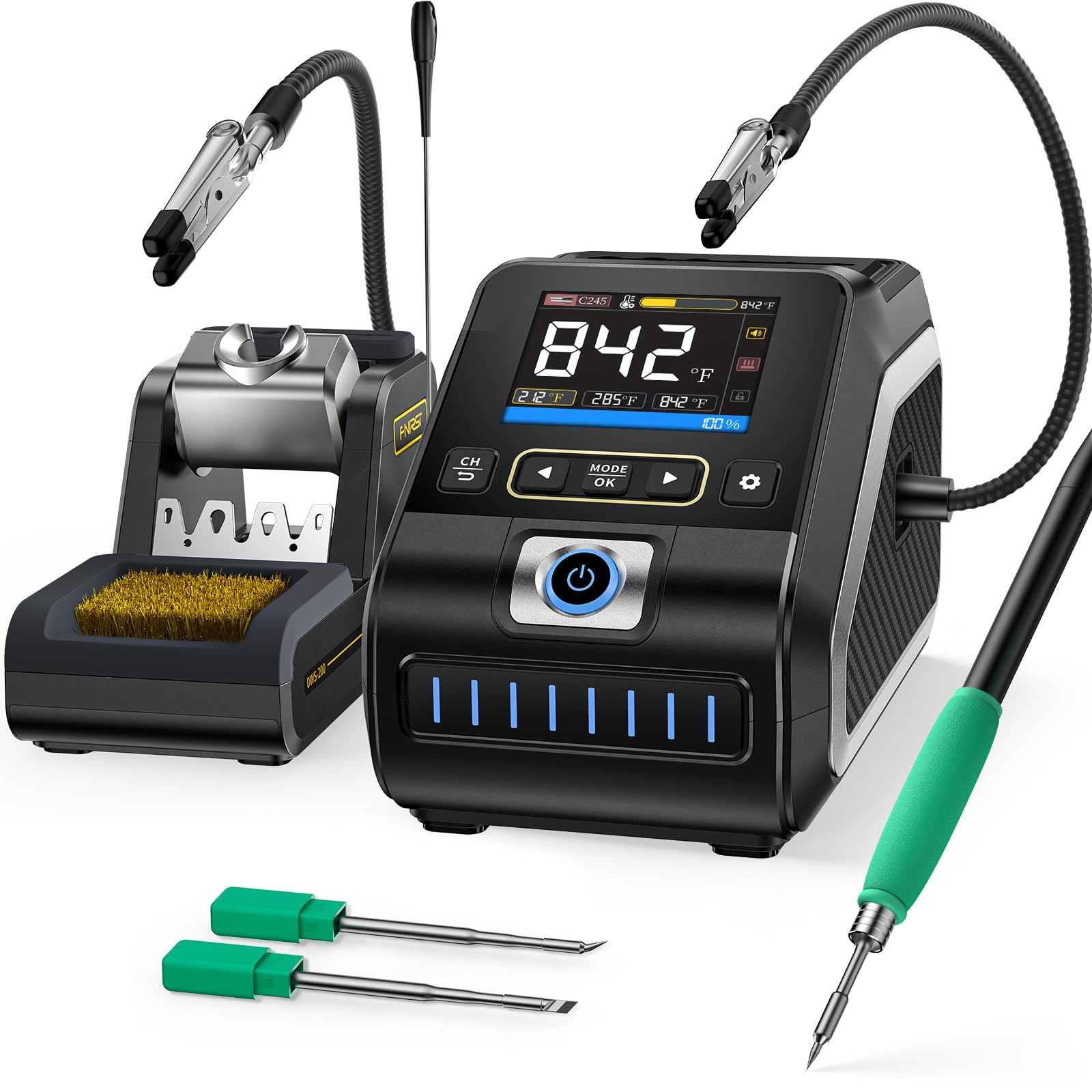 FNIRSI DWS-200 200W 210 Precision Digital Soldering Station Kit with 3 F210 Soldering Iron Tips and 2 Helping Hands, Temp Value & Curve Mode, 3 Temperature Storage, Full-Color Display-image-45