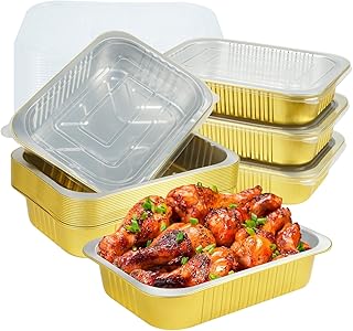 20 Pack 5 LB Aluminum Foil Pans, Heavy Duty, 11"8"2" Aluminum Food Containers with Lids for Baking, Meal Prep, Freezer, Heating and Takeout