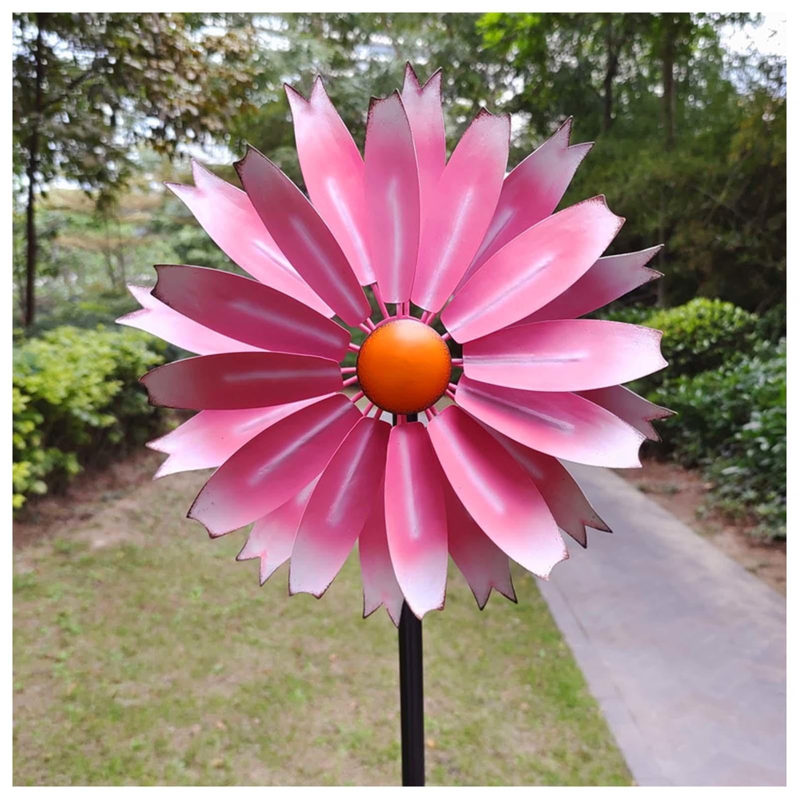 HAZARA Metal Windmill 59in Height 13in Dia, Wind Mills-Metal Yard Spinners Large for Yard and Garden Art Decor,Pink