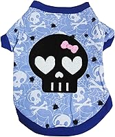 Vista 9 de Petitebella Camisa negra para perro cachorro con cara de calavera (leopardo, L)