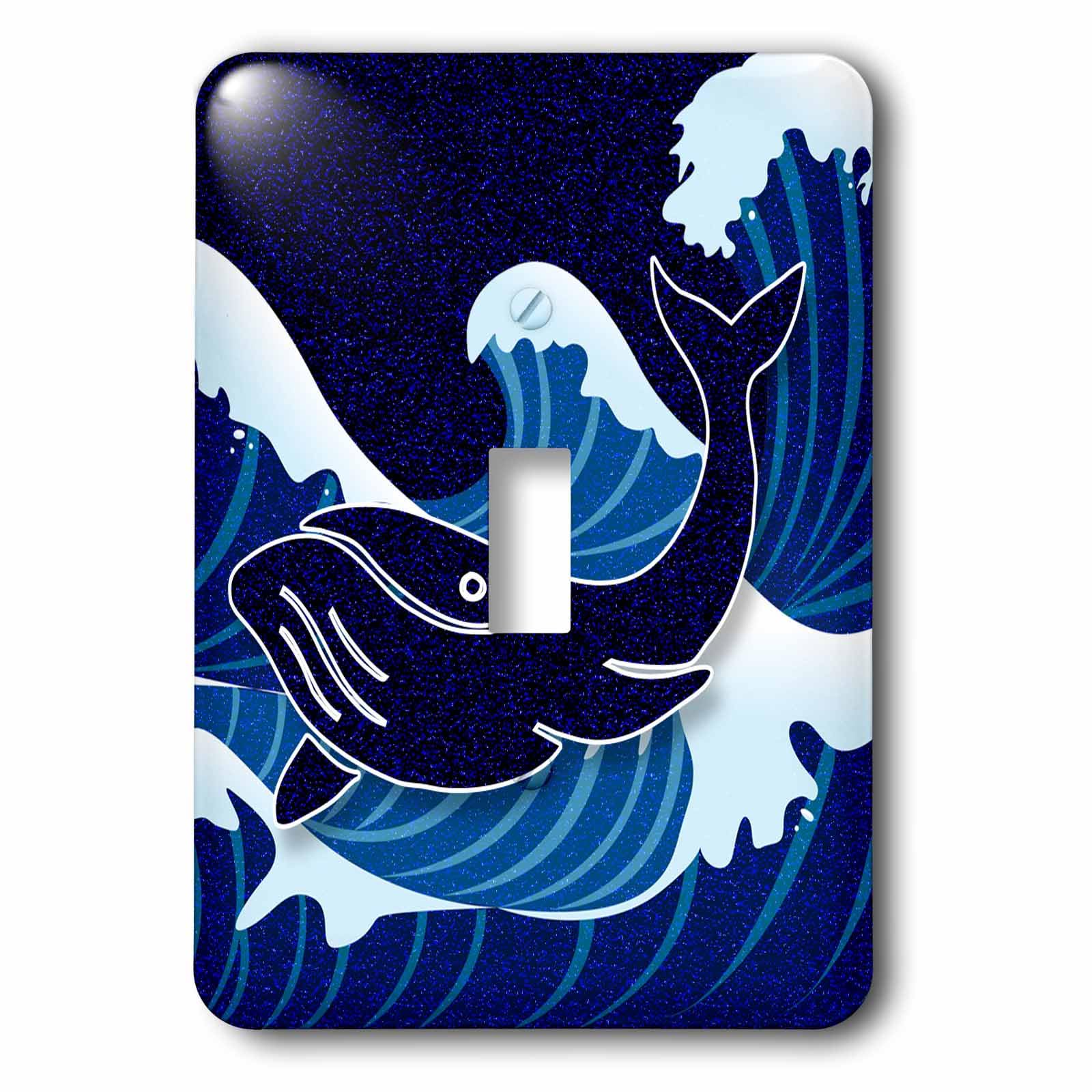 Interruptor de ballena 3dRose para renovar placas antiguas con decoración marina azul