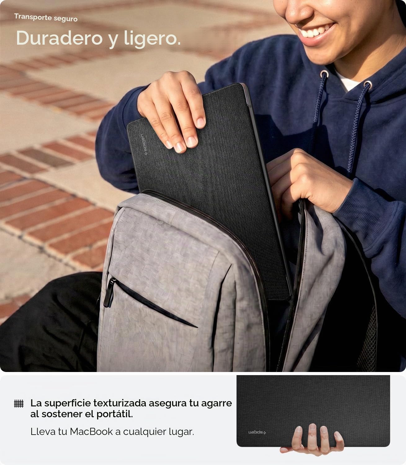 Spigen Funda Urban Fit Compatible con MacBook Air 13 Pulgadas 2026 M5 / 2025 M4 / 2024 M3 / 2023 M2 A2681, Funda de Tela Anti-Huellas y Anti-Arañazos - Negro
