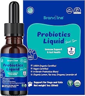Branvine Probiotics Liquid Immune Support& Gut Health for Cats and Dogs - 6-Strains Probiotics with Organic Lemon, Organic Tea Tree, Organic Oregano, Organic Lavender (30 ml)