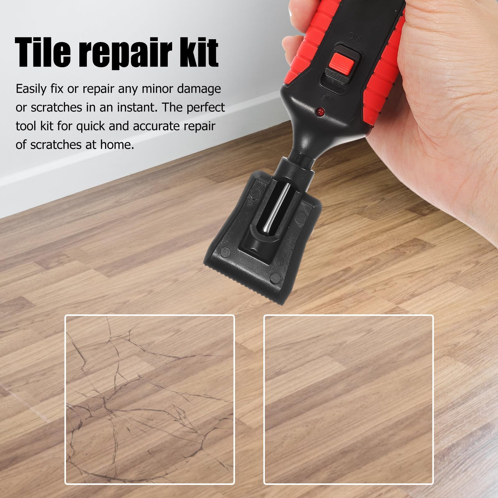 Kit Riparazione Piastrelle in Gres Porcellanato 8 Cere Colorate | Riparazione Rapida e Precisa, per Cucina, Pavimento e Piano, Scaldatori Integrati in Abs