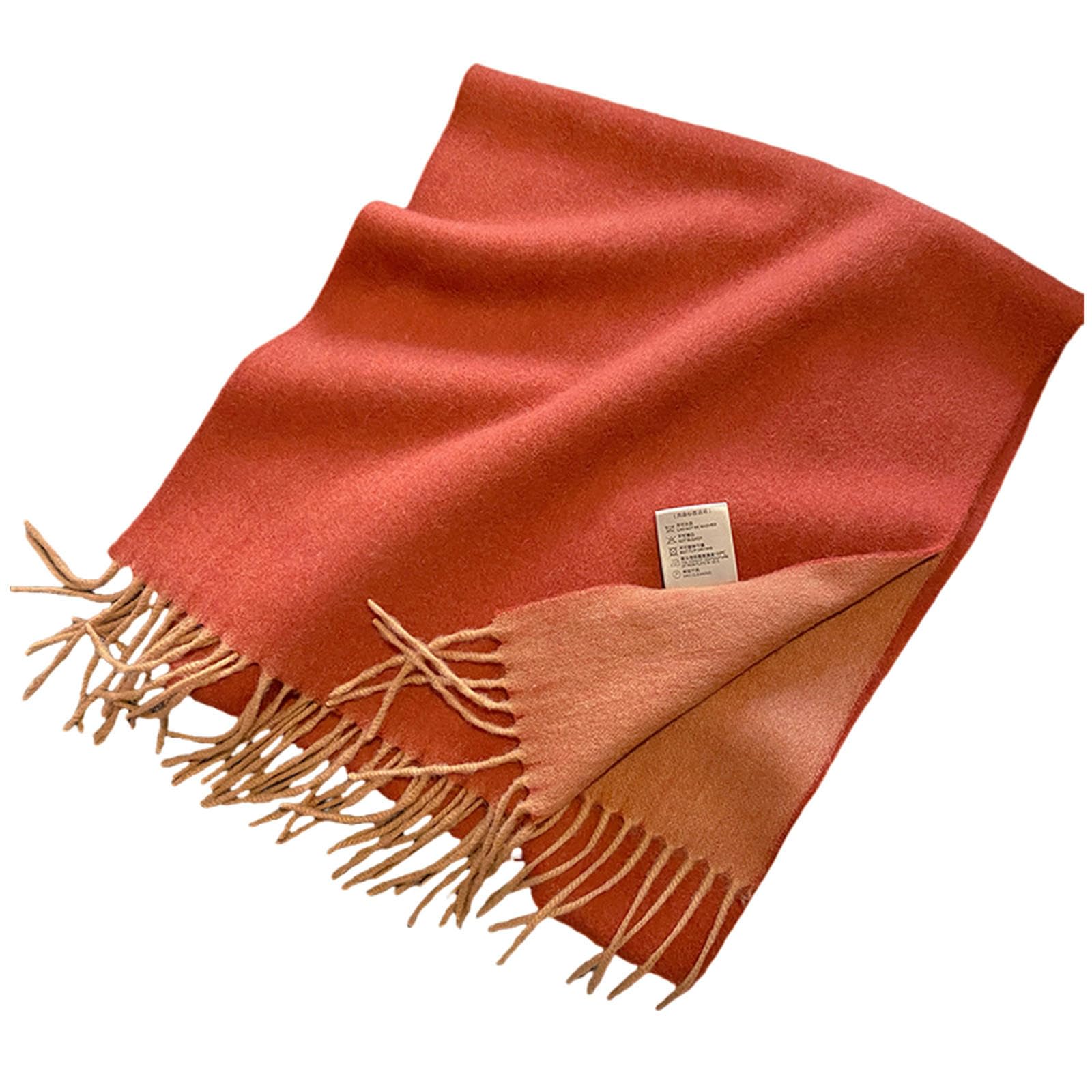 Sciarpa Donna Sciarpa in Lana A Due Lati A Due Colori per Donne, Collo di Lana per Uomini, Regalo di Scialle Caldo E Antivento per Donne 45 * 200 Cm-Rosso Arancione
