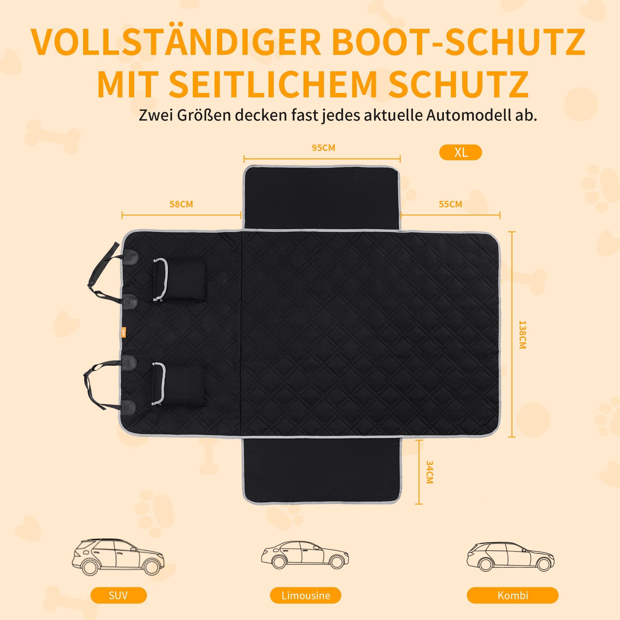 Custodia per Baule Auto Telo Auto per Cani per Cani per Peugeot Rifter Long 2019-, Protezione Fodera per Animali,Telo Bagagliaio Auto per Cani Telo Macchina,208 * 138cm