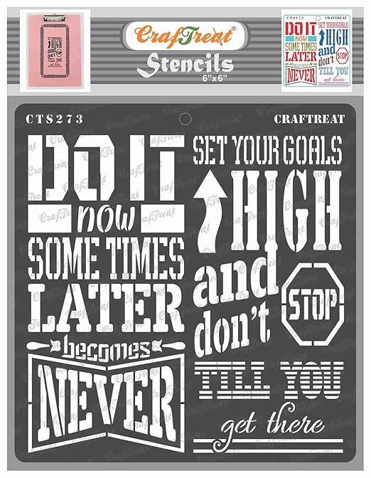 Stencil - Goals | Reusable Painting Template for Art and Craft, Mixed Media, Wall Painting, Home Decor, DIY Albums, Card Making and Fabric Painting, 6
