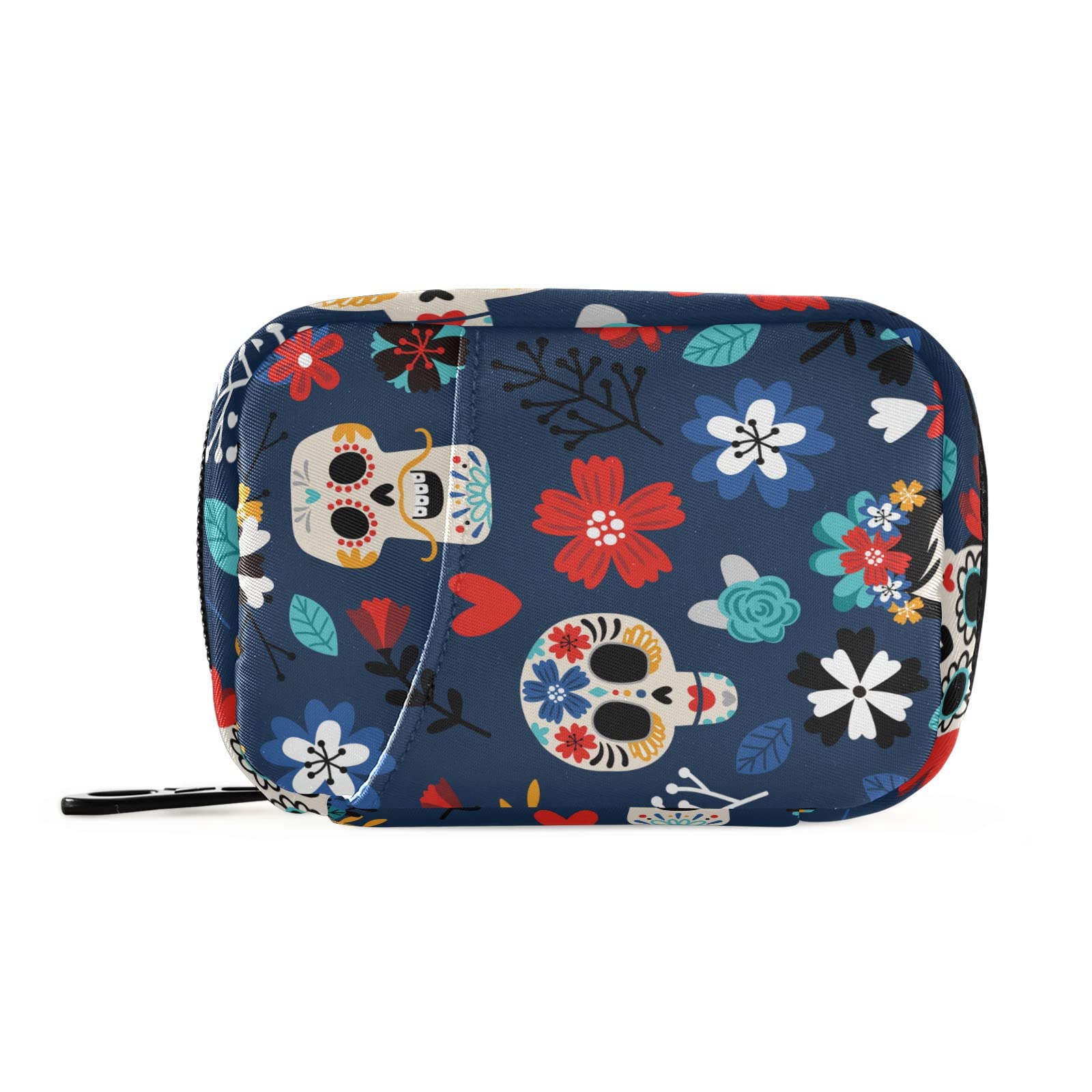 Eyanle Travel Pill Organizer Weekly Small Pill Box 7 Day Pill Case Vitamin Holder Pill Bottle Organizer Cute Skull