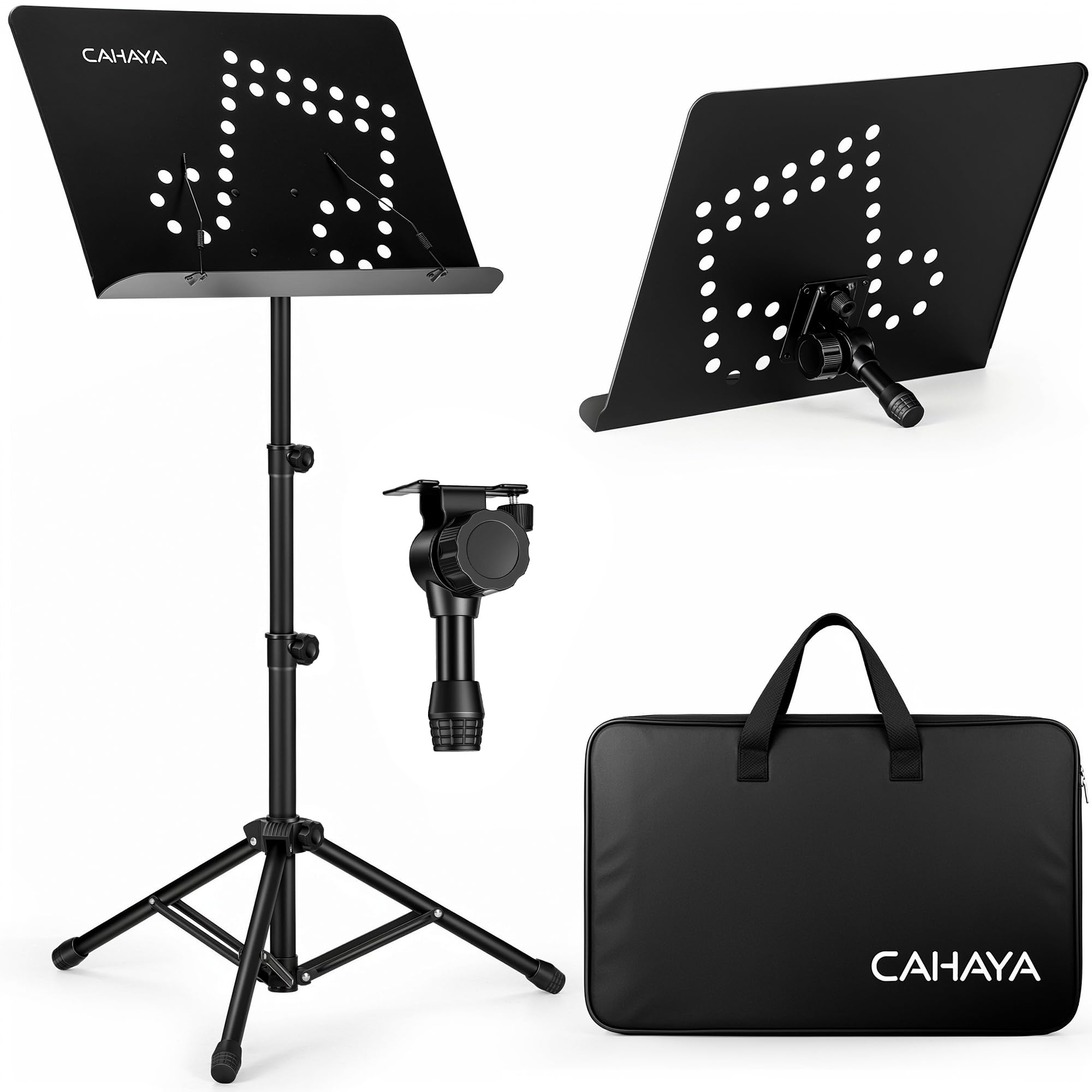 CAHAYA Pupitre de Musique 2 en 1 Pliable et Réglable avec Sac de Transport Support de Bureau Portable Trépied Stable