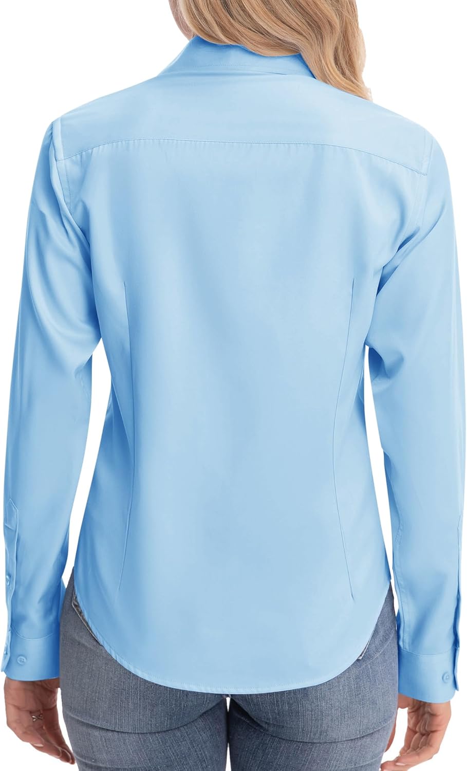 siliteelon Womens Classic-Fit Dress Shirts Long Sleeve Button Down Wrinkle-Free Stretch Solid Casual Work Office Blouse Top - Image 8