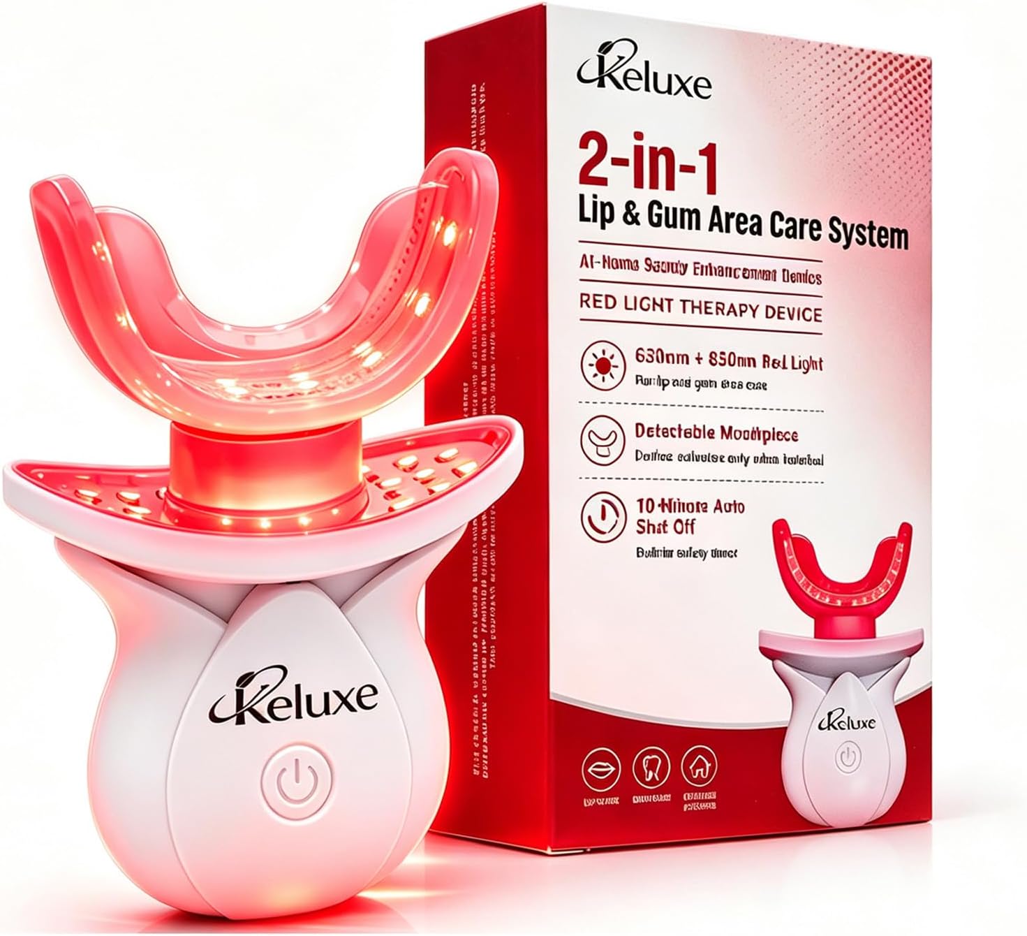 Red Light Therapy Lip for Lips &Teeth Gums 630& 850nm Near Infrared red Light Lip Plumper,Anti-Aging, Wrinkle Reduction | Fuller,More Vibrant Lips,Toothache Relief, Bleeding Gums, Gum Health