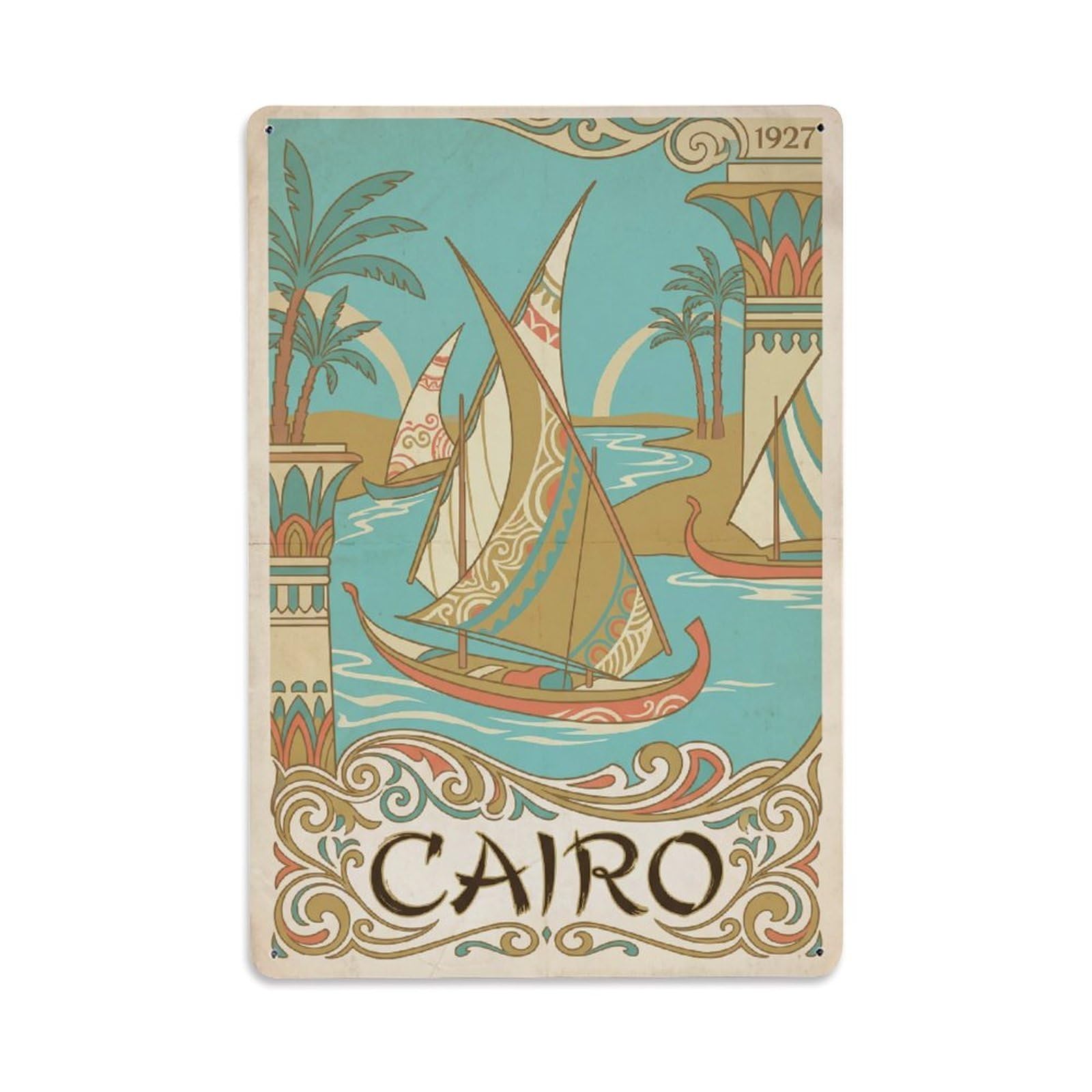 Gead 8X12inch Style Vintage Travel Cairo River Metal Tin Sign