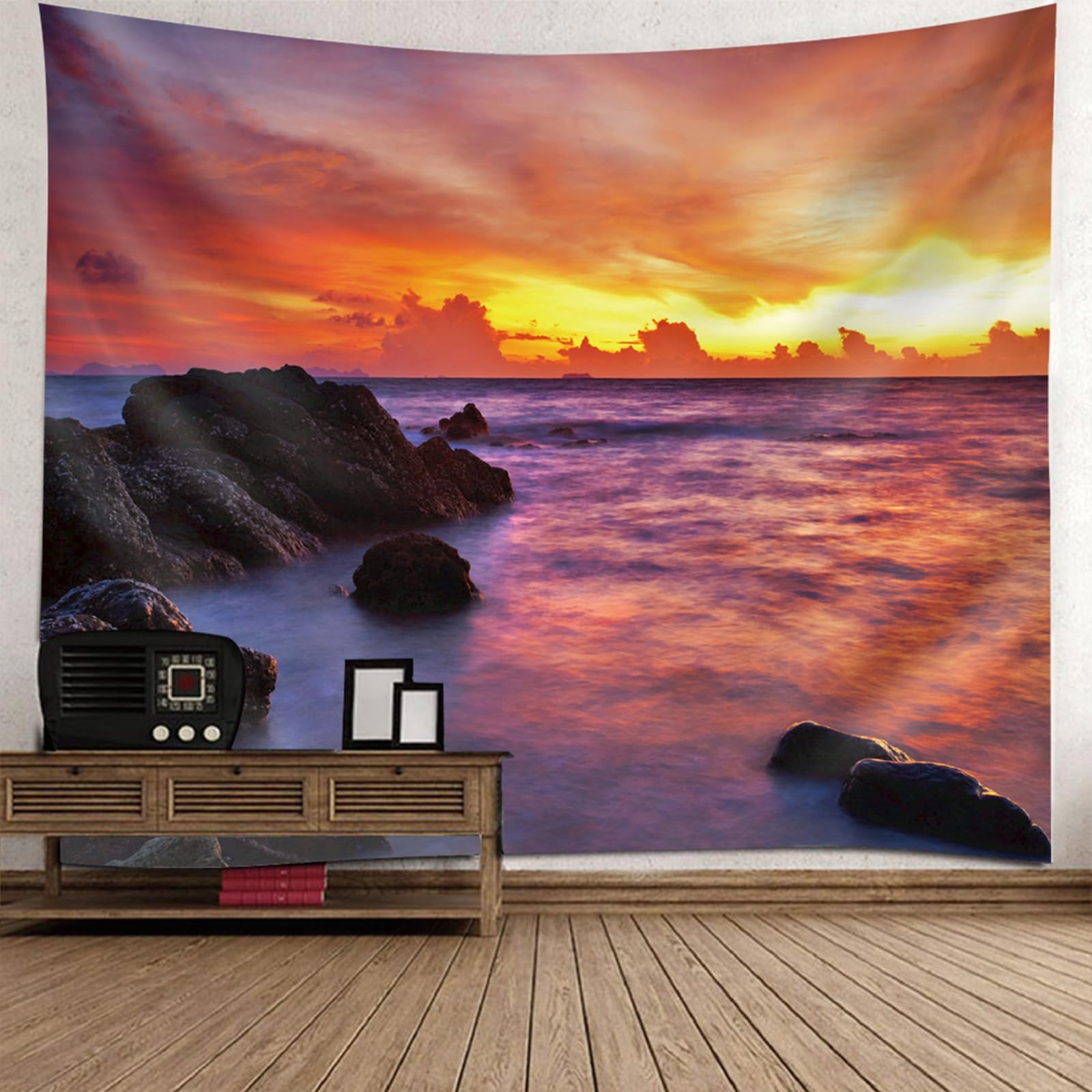 Tapestries art décoration mer coucher de soleil grand panneau mural - 6