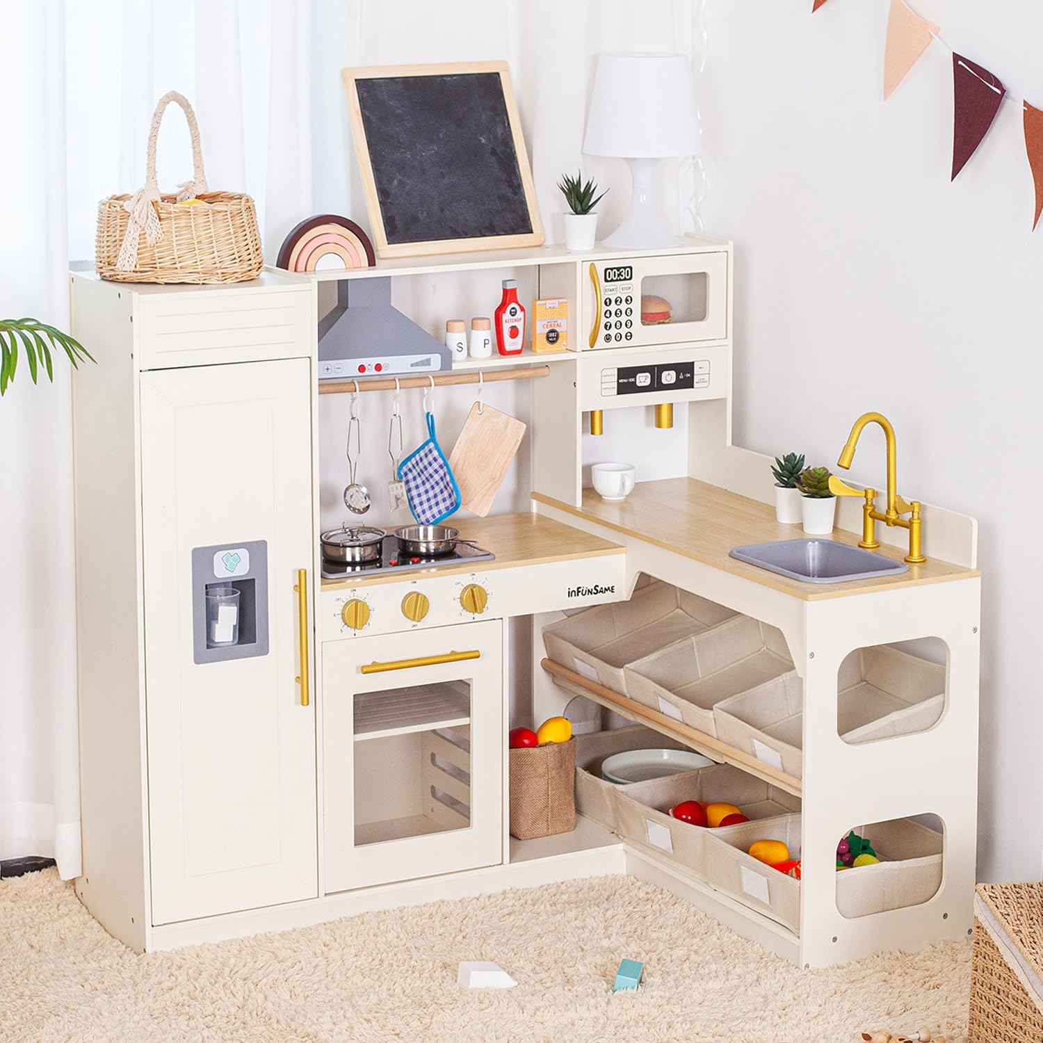 Corner Play Kitchen for Kids Kitchen Playset with Togo Ubuy