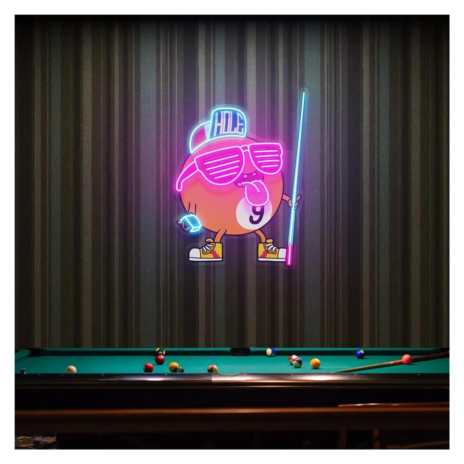 Shouxi I Shoux Sign Lamp Billiard Acrylic Artwork Neon Sign Gaming Room Sport Bar Club Wall Decor Ball Lovers 50Cm(I)