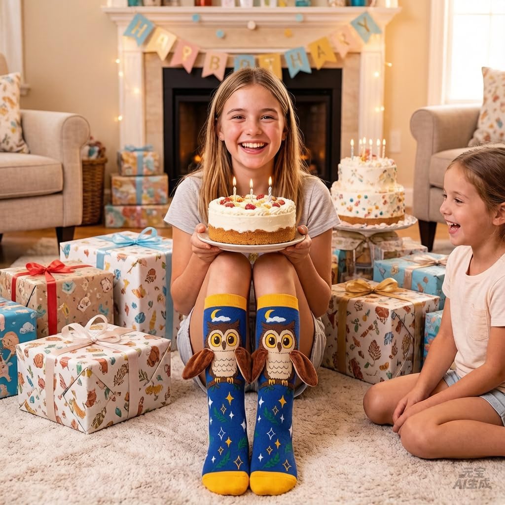 Girls Crazy Socks Knee High 3D Animal Socks for Kids Funny Wacky Novelty Animals Sock Gifts for Girls Teens Women
