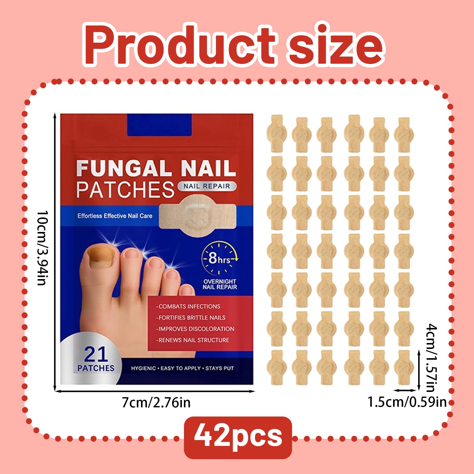 EIHI 42 Pezzi Fungal Nail Patches,Per Trattamento Fungine delle Unghie,Riparazione delle Unghie dei Piedi, Trattamento Antifungino per Unghie,Delicato e Idratante,Unisex（B）