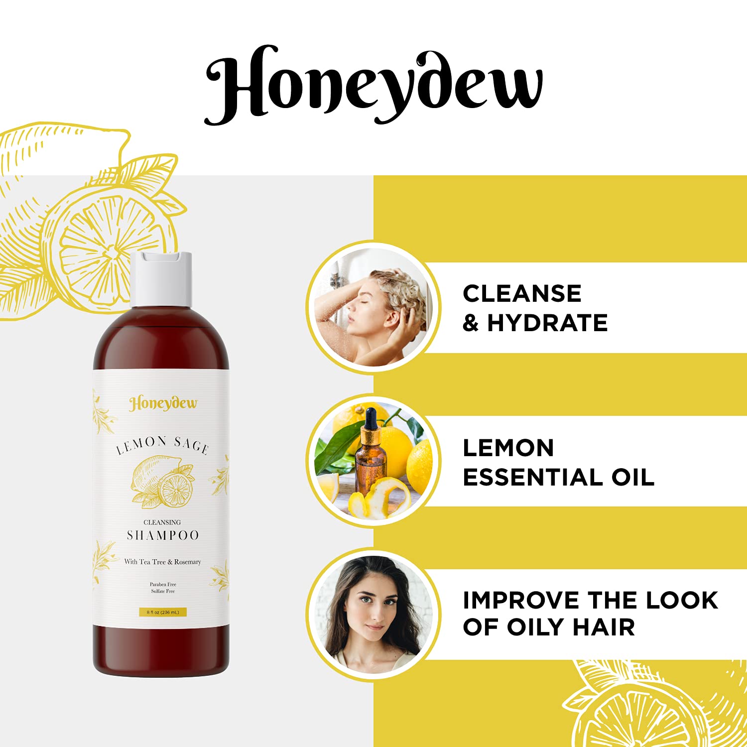 Lemon Sage Shampoo for Oily Hair Herbal Oily Hair Shampoo for Greasy