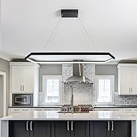 Vista 1 de Lámpara colgante LED negra, lámpara colgante LED regulable, isla de cocina, lámpara colgante ajustable de 6000 K para isla de cocina, dormitorio