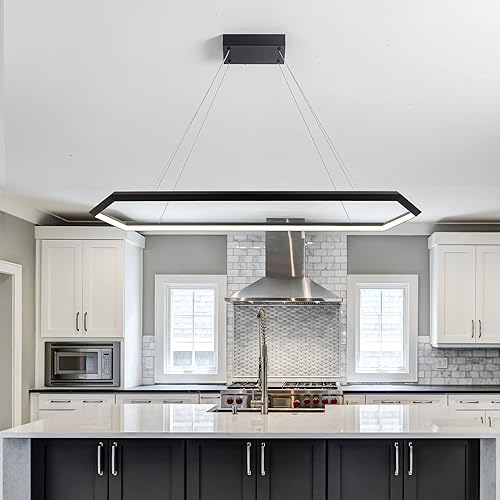 WELAKI 2 lámparas colgantes lineales, luces colgantes regulables, isla de cocina, moderna lámpara de comedor de 39.37 pulgadas, iluminación colgante
