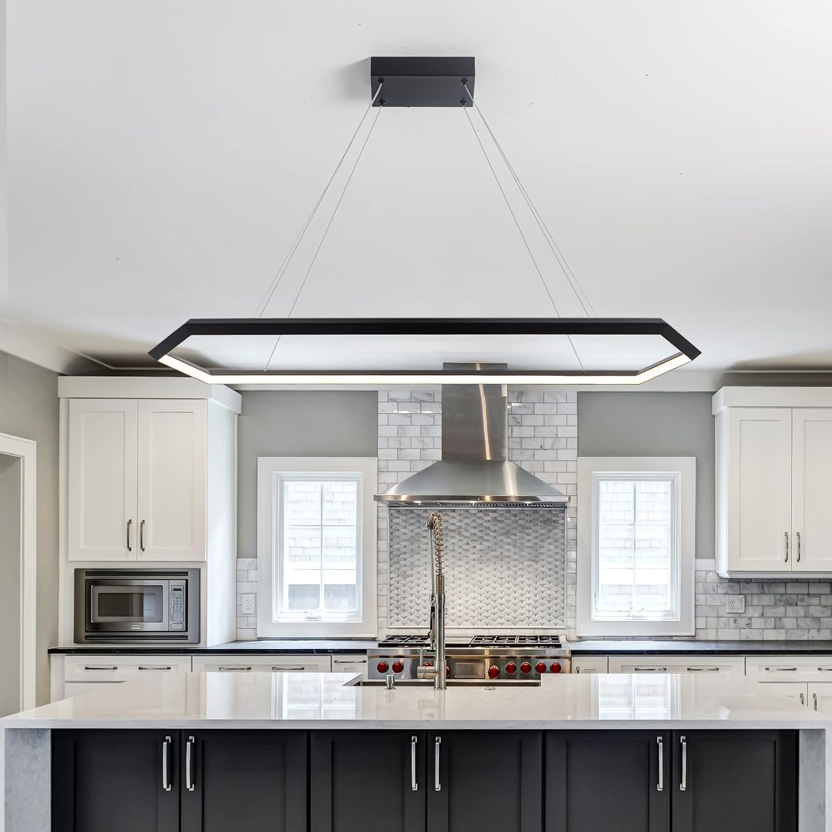 Welaki Black Led Pendant Light Fixture, Dimmable Led Pendant Light Kitchen
