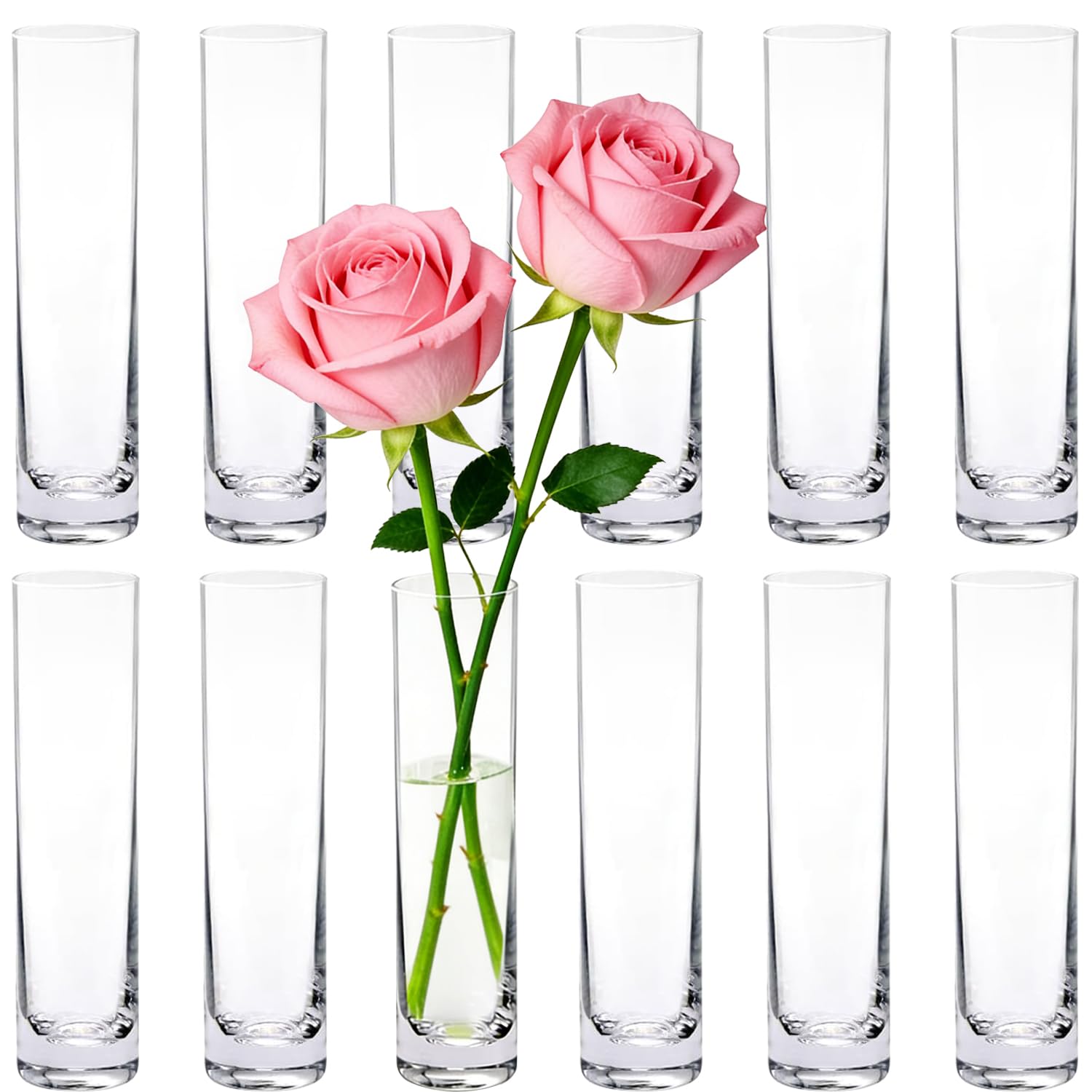Photo 1 of LOSYHU 12 Pack 7 Inch Glass Cylinder Vases