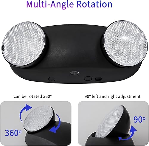 Miniatura 9 de TANLUX Luces de emergencia LED con batería de respaldo, luces de emergencia comerciales ajustables de dos cabezales, certificación UL, CA 120277 V,