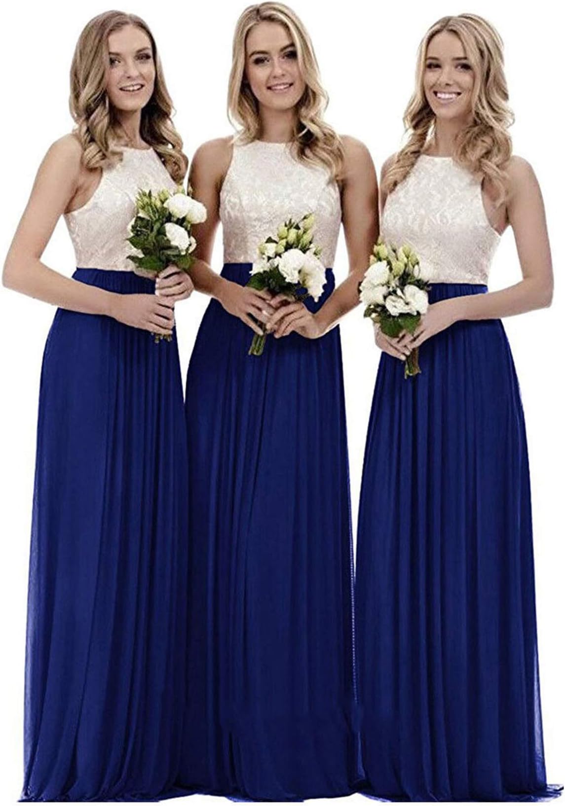 WTW Women's Long Chiffon Lace Party Ball Prom Bridesmaid Dress