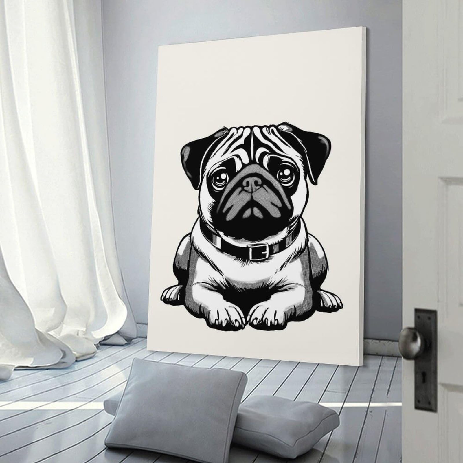 Junmoney Pug(2) Room Decor Wall Art, 20x30inch(50x75cm), for Bedrooms, Workspaces And Everyday Interiors, An Adaptable Decor Piece for Home Use
