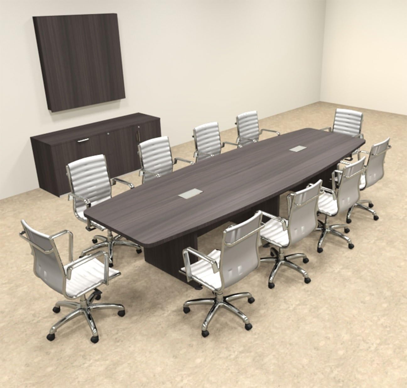Modern Boat Shaped 12' Feet Conference Table, OF-CON-C134