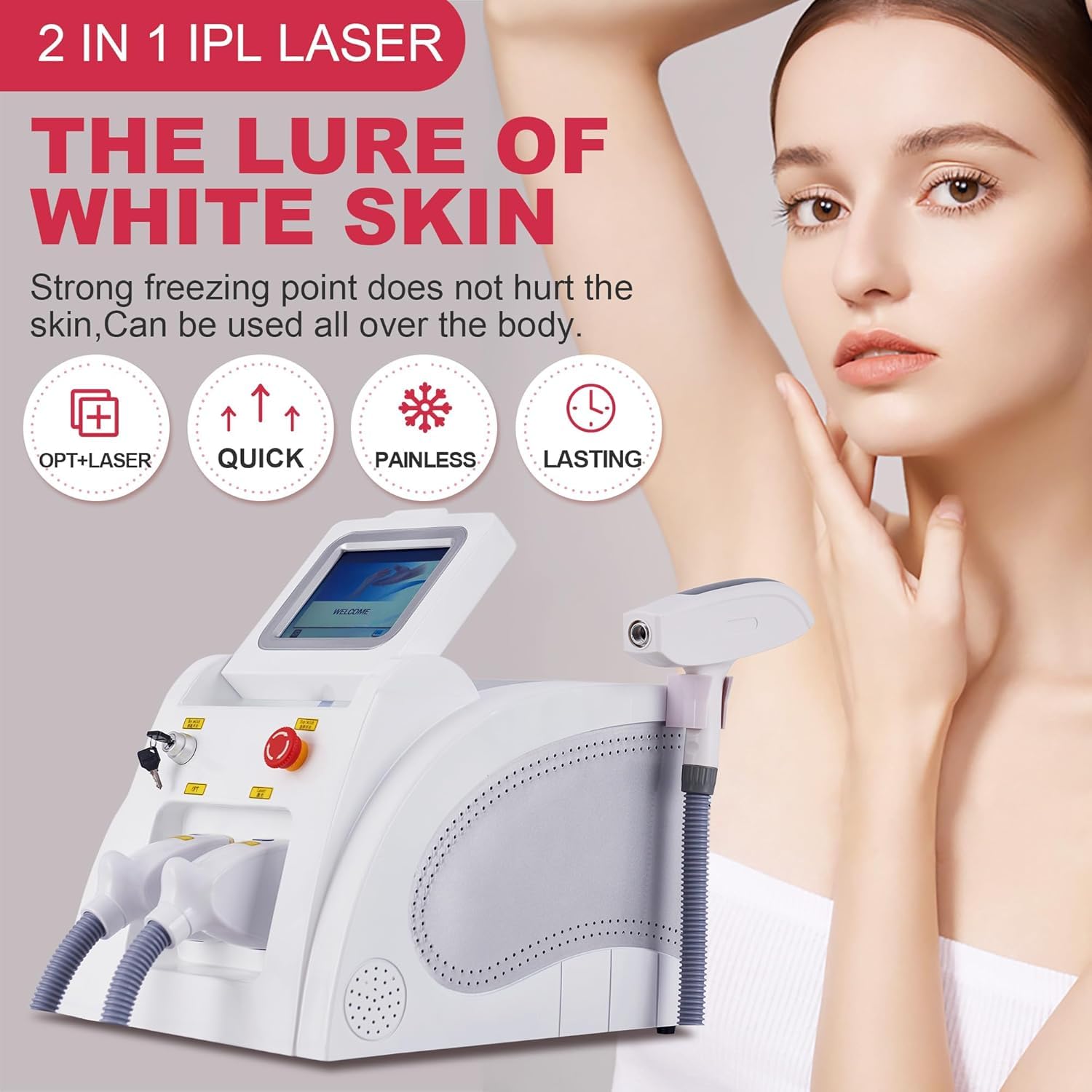 Máquina Para Depilación IPL Láser Congelado 2 en 1 OPT, Eliminación Láser de Tatuajes en Picosegundos Equipo Para el Cuidado de la piel