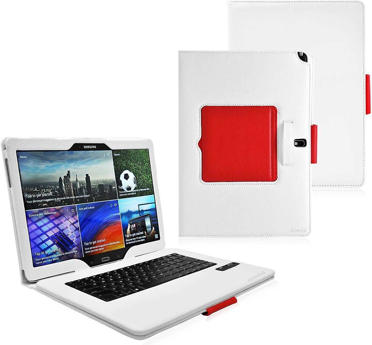 Ionic Bluetooth Keyboard Tablet Stand Leather Case for Samsung Galaxy