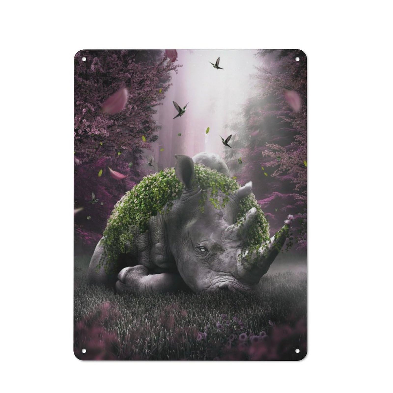 Junmoney The Forgotten Rhino For Man Cave Or Games Room, Retro Metal Plaque 40X30cm, For Metal Sign Collectors, For Garage And Workshop Walls