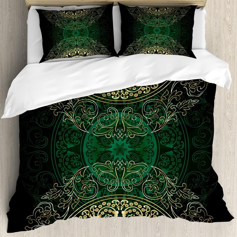 Housse de Couette Mandalas 140x200cm Enfant Parure de Lit 1 Personnes Modèle De Mandala Bohème Microfibre Set Housse de Couette avec Fermeture Éclai avec 2...