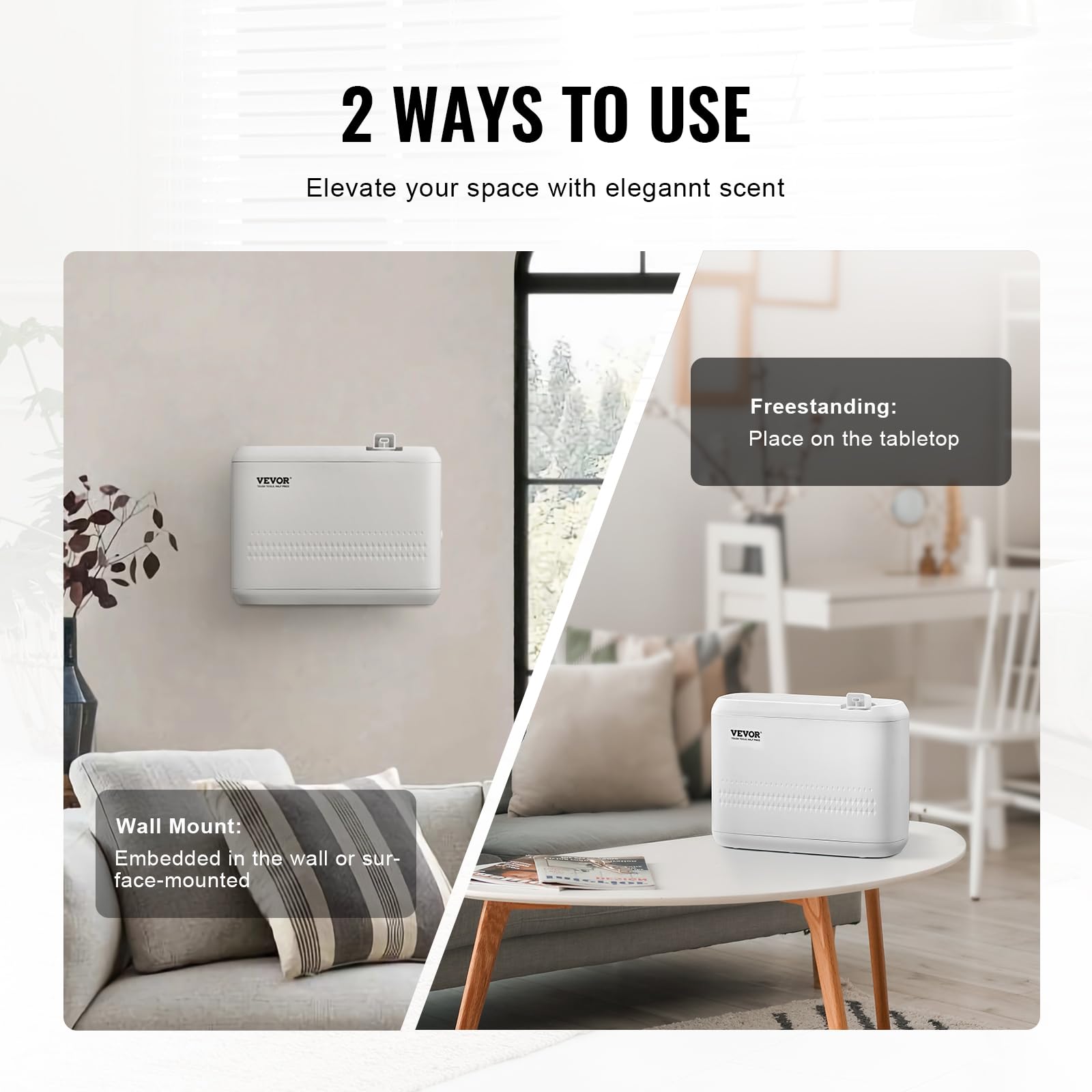 VEVOR Duftluftmaschine, 850ml Bluetooth Smart ätherisches Öl Diffusor, 5000sq.ft wasserlosen HVAC Duft Diffusor mit Kaltluft-Technologie, Aromatherapie Diffusor Maschine für Haus, Büro, Hotel